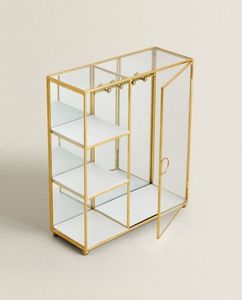 Natural Brass Finished Metal and Glass Almirah for Jewelry in Home Events Malls Shop for Display Usage in Good Prices - Product Image 5