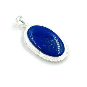 Lapis Lazuli จี้เพชรสร้อยคอทองเหลืองขนาดใหญ่คลาสสิกที่จำเป็นสำหรับเด็กเครื่องประดับแฟชั่นชุบเงินโบราณ - Product Image 2