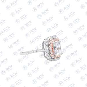 1.00 CTW émeraude coupe Double Halo Moissanite bague 925 argent Sterling VVS clarté femmes mariage montage bijoux - Product Image 4