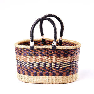 Panier de sac à vêtements jonc de mer fabriqué sur mesure vente en gros coût direct sacs à linge en paille d'herbe de mer - Product Image 6