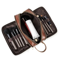 Kit en cuir personnalisé de haute qualité de marque sac trousse de toilette en cuir hommes trousse de toilette cadeaux d'anniversaire en cuir pour adulte