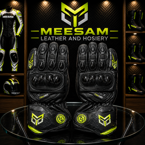 ถุงมือหนังสำหรับขี่มอเตอร์ไซค์ MEESAM LEATHER HOSIERY รุ่นใหม่ ปี 2027 แบบเต็มนิ้ว ระบายอากาศได้ดี พร้อมแถบตีนตุ๊กแก - Product Image 2