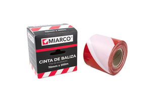 200m. Nastro di segnalazione bianco e rosso da 70 mm (Miarco 5804) - Product Image 1