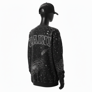 Sweat-shirt pour femme en tissu polaire brossé doux 320 GSM Noir Impression thermocollante personnalisée Logo Sweat-shirts respirants pour femme - Product Image 5