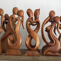 Bali sculpture en bois décor rustique pays prière Boho perles grand décor mural suspendu perles de ferme 58 pouces guirlande de perles en bois avec Ta