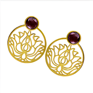 925 argent Sterling grenat pierres précieuses filigrane Style plaqué or boucles d'oreilles romantique à la mode boucle d'oreille pour les fiançailles de mariage - Product Image 6