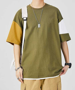 Personnalisé de haute qualité hommes été décontracté à manches courtes T-Shirt rue imprimé Patchwork lavé Technique blanc personnalisable - Product Image 3