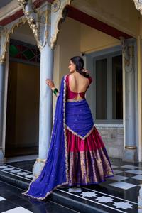 ¡Gracia DEL SUR DE LA India un toque! Lehenga Choli con técnicas impresas de trabajo de tejido Zari - Product Image 4