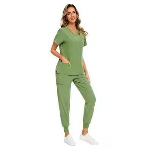 Custom Logo Nursing Scrubs <b>Set</b> Women's Men's Elastic Quick-Drying Jogger Scrubs Uniforms Embroidery Protective Clothes - Product Image 1