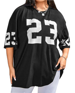 T-shirts pour femmes grande taille décontractés de haute qualité, conception personnalisée OEM, plumes, écologiques, anti-boulochage, production en gros, fournisseurs BD - Product Image 2