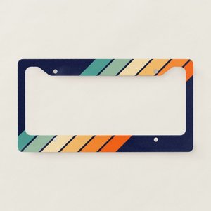 Marco de Matrícula con Diseño Retro de Rayas y Líneas de los 70s y 80s, Marco de Matrícula Vintage con Estilo - Product Image 1