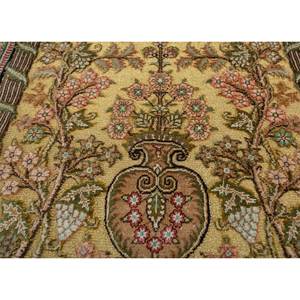Tapis en soie noué à la main Gulmarg Pae-6360 vert, 10 mm d'épaisseur, rectangulaire, motif floral Aubusson, pour la maison, l'entrée, le salon, la chambre - Product Image 3