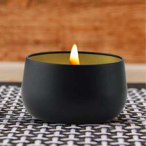 Pot de bougie en métal noir créatif simple de forme ronde pour la décoration de table de maison et d'événement pot de cire de bougie vide - Product Image 1