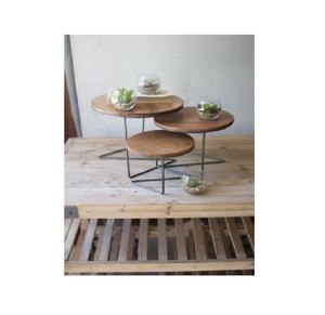 Plateau en bois avec cadre en métal Riser Tray Set de trois grossistes de petite, moyenne et grande taille Fabricant - Product Image 1
