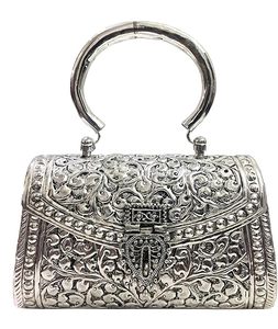 Silver Brass Mosaic Clutch Bag <b>for</b> Women Handmade Party <b>Purse</b> Luxury Evening Bag Exported from India by luxury crafts - Product Image 1