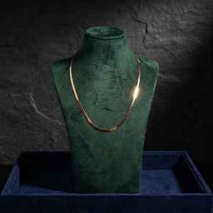 Premium Gold Plated Gold Tone <b>Chain</b> Necklace Flat Smooth Fluid Minimal Sleek Design Elegant Fashion Jewelry for Women - Product Image 1
