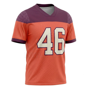 Men's Orange <b>Purple</b> American Football Jersey V Neck Short Sleeve Number 46 Sublimated Print Moisture Wicking Breathable <b>Mesh</b> - Product Image 2