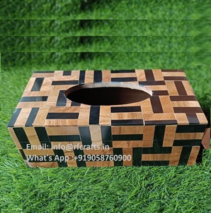 Cubierta de caja de pañuelos Rectangular de madera decorativa de estilo antiguo con tapa con bisagras Nuevo dispensador de servilletas y dispensador de jabón de espuma - Product Image 4