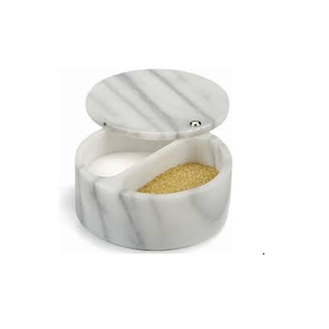 3 in 1 Marble Salt and Pepper <b>Box</b> and Spice Jar <b>Storage</b> Container Wood Triple Cellar Bowls With Handmade Use - Product Image 1