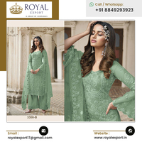 Vente exclusive sur vêtements ethniques Nouvelle collection de costumes pakistanais en filet papillon lourd Costume Salwar avec travail de broderie