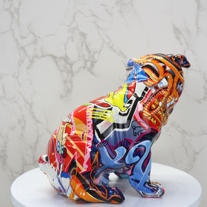 Impression par transfert d'eau créatif <span class=keywords><strong>Statue</strong></span> de chien assis en résine <span class=keywords><strong>Statue</strong></span> de <span class=keywords><strong>bouledogue</strong></span> <span class=keywords><strong>anglais</strong></span> Graffiti - Product Image 5