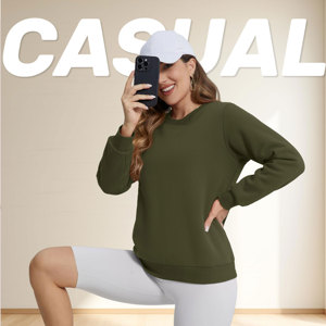 Wholesale Women's Sherpa <b>Lined</b> Sweatshirts Cute <b>Fleece</b> Pullover Long Sleeve Thermal <b>Shirts</b> Casual Crewneck for Winter Season - Product Image 4