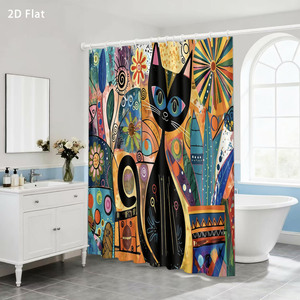 Custom Printed Waterproof Shower Shower <b>Curtain</b> for Bathroom Waterproof Polyester <b>with</b> <b>Hooks</b> - Product Image 1