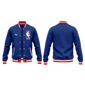 Veste universitaire rétro d'hiver avec col montant |   Fabricant de vestes de baseball coupe-vent écologiques avec logo personnalisé - Product Image 3