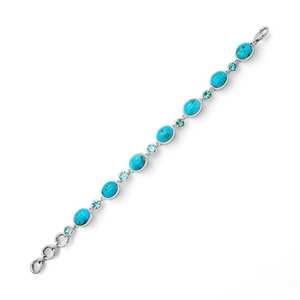 Bracelet en argent sterling 925 fait à la main de créateur Pierre précieuse turquoise naturelle Chaîne à maillons réglable solide Bijoux fins pour cadeaux - Product Image 2