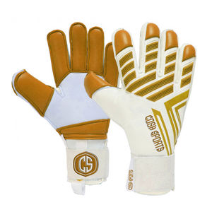 Gants de gardien de but de football, extérieur, réglables, respirants, design rayé rouge et blanc, paume en latex blanc, coupe plate, silicone injecté - Product Image 4