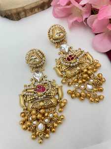 <b>Beautiful</b> Amrapali Style Brass <b>Earrings</b> For Women Antique Finish Trending Dangler <b>Earrings</b> Inspired By Indian Heritage Jewelry - Product Image 3