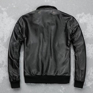 Veste en cuir pour homme sur mesure ODM, col montant, logo sur le devant, couleurs personnalisées écologiques, logo de haute qualité, vente en gros à bas prix - Product Image 3
