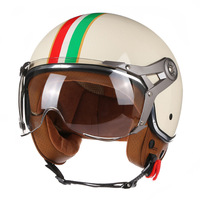 Casque de moto jaune rétro élégant, accessoires de sécurité, demi-casque personnalisé à double visière, protection fonctionnelle pour la tête de moto