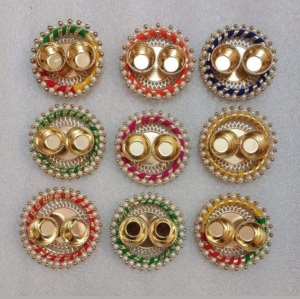 Hecho a mano elegante indio Haldi Kumkum placa para decoración del hogar para Shagun Diwali Bhai Dooj bodas y festivales - Product Image 1