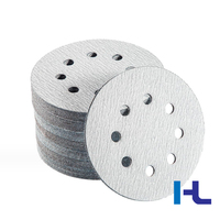 Disque abrasif en oxyde d'aluminium blanc avec fixation auto-agrippante (Velcro) pour ponçage et polissage, 5, 6, 8, 6 ou 15 trous