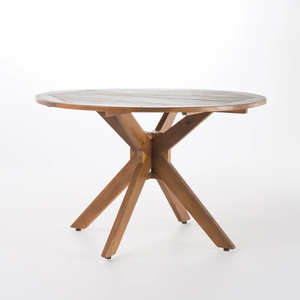 Jonson en bois de teck massif, ensemble de salle à manger d'extérieur 1 table ronde, 4 fauteuils avec finition naturelle - Product Image 4