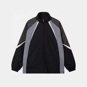 Veste de sport vintage à col montant zippée personnalisée pour hommes, veste de survêtement en nylon léger à coque souple, coupe-vent - Product Image 2