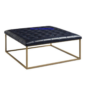 Metal Stainless Steel Fabric Dubai Style Ottoman <b>Stool</b> Black Color High Quality Home <b>Office</b> Furniture Decoration - Product Image 1