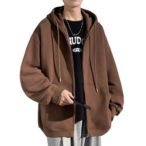 Men's Oversized <b>Zipper</b> Unisex Heavy Weight 100% Cotton <b>Black</b> Custom Full Zip up <b>Hoodie</b> for Men - Product Image 6