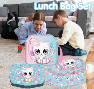 Juego de Mochilas Escolares para Niñas, Mochila Escolar con Dibujos Animados, 7 Piezas, Bolsa de Almuerzo, Estuche para Lápices, Botella de Agua, Cuaderno, Porta Tarjetas de Identificación, Poliéster - Product Image 5