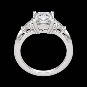 Anillo de compromiso de moissanita de tres piedras con corte de cojín - Product Image 5