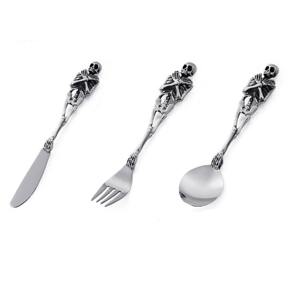 Cubiertos de acero inoxidable con acabado recubierto de Color plateado con mango elegante, cubiertos aptos para lavavajillas para uso en Cafetería de Hotel, Juego de 3 uds. - Product Image 3