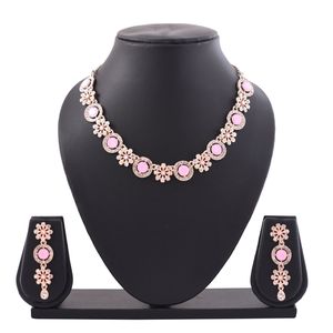 Indian Ethnic Gold Plated Jewellery Rhinestone CZ Crystal Wedding Party Necklace Set With Dangle <b>Earrings</b> Jewelry for Women - Product Image 3