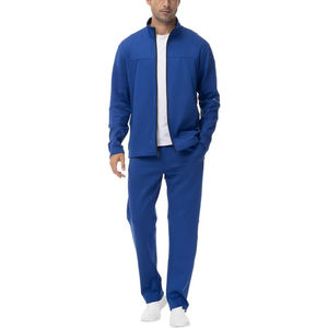 ชุดวอร์ม100% ผ้าฝ้ายสีดำล้วนชุดวอร์มเข้ารูปมีซิปสไตล์ไม่เหมือนใครสำหรับเล่นยิมวิ่งออกกำลังกาย - Product Image 1