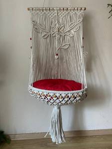 Boho Macramé Chat Hamac Balançoire Intérieur Extérieur Lit Suspendu Tissé À La Main Chaise Pour Animaux De Compagnie Décor À La Main - Product Image 5
