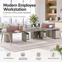 Bureaux de bureau ouverts avec cloison, poste de travail moderne pour 6 personnes avec panneau d'intimité pour zone de bureau professionnelle