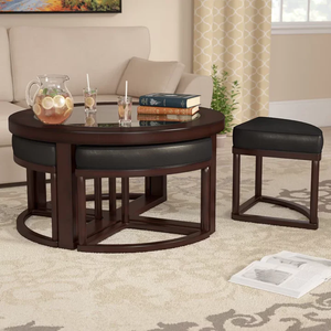 Mesa de Centro Extensible Personalizada de Madera Maciza de Estilo Clásico Moderno y Lujoso para Sala de Estar, Uso Interior y Exterior con Sillas - Product Image 3