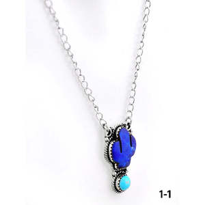 Collier Cactus Tendance Turquoise et Diamant Multi-Pierres du Sud-Ouest, Fait Main en Argent Sterling avec Chaîne à Maillons, Idéal pour un Cadeau - Product Image 4