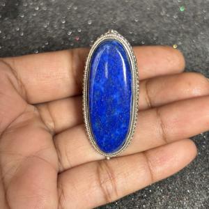 Wholesale Bohemian Style 925 Silver plated <b>Ring</b> Fashionable Oval shape <b>Lapis</b> <b>Lazuli</b> Gemstone for Weddings Engagements Parties - Product Image 3