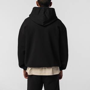 Vente en gros de pull à capuche 100% coton sur mesure OEM service uni noir poche kangourou fermeture éclair conception bouffée impression 6XL hiver - Product Image 4